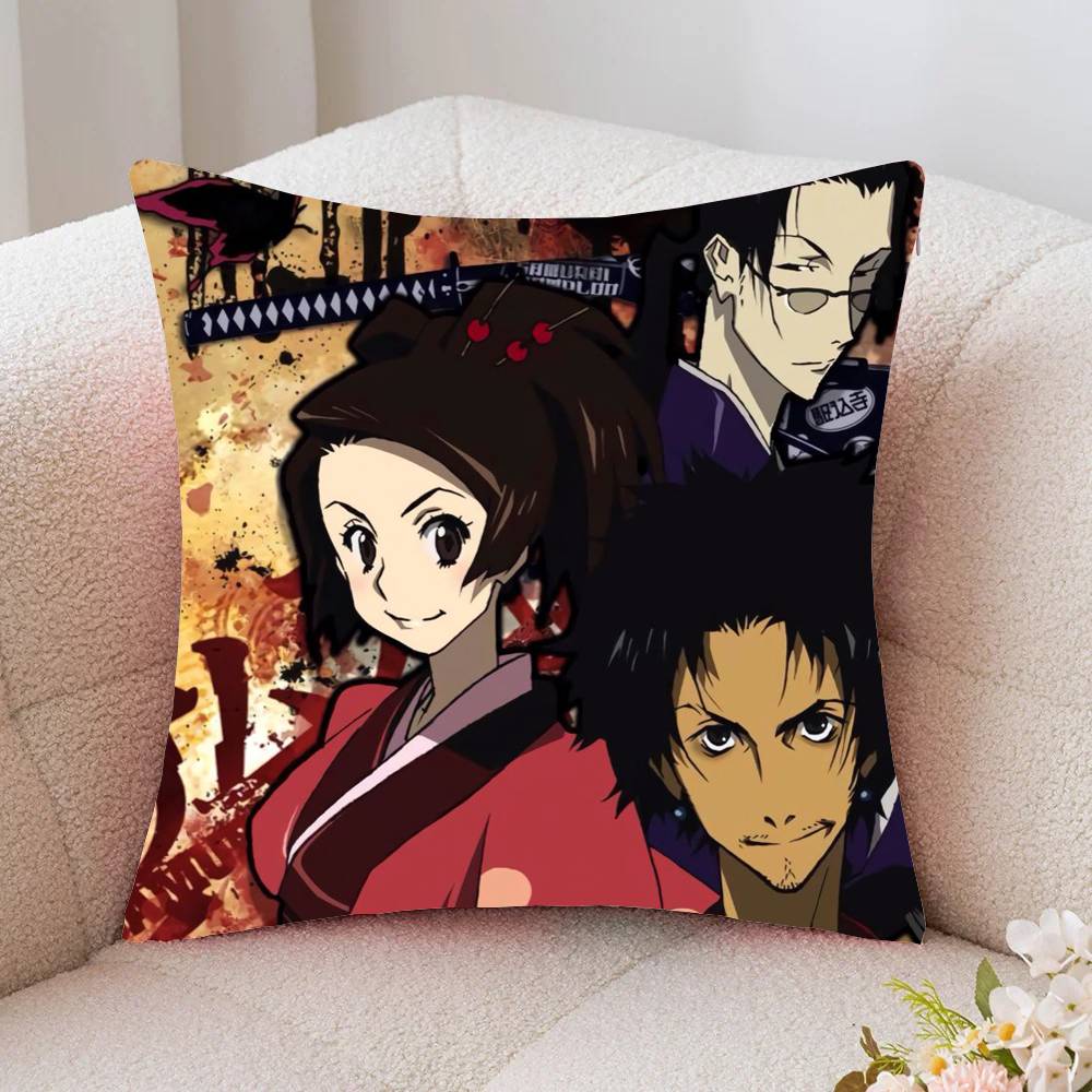 Vintage Samurai Champloo Anime Pillow Case Fashion Square Pillowcase Bedroom Sofa Room Ins Decoration Leisure