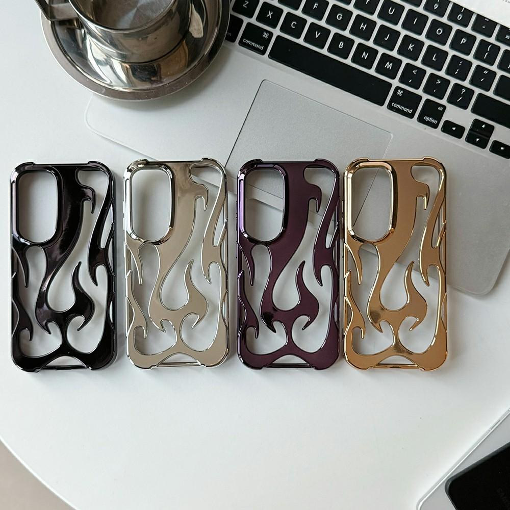 Für Samsung Galaxy S25+ Hülle Hohles Flammen-Design Galvanisierte TPU Handyhülle