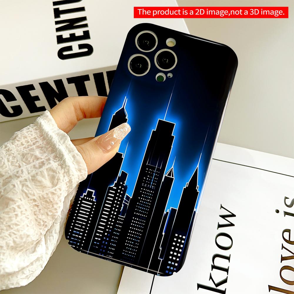 Neon Skyline Cityscape Phone Case All Inclusive Film Hard Phone Case, Compatible with iPhone 18 Pro Max 17 16 15 14 13 12 11