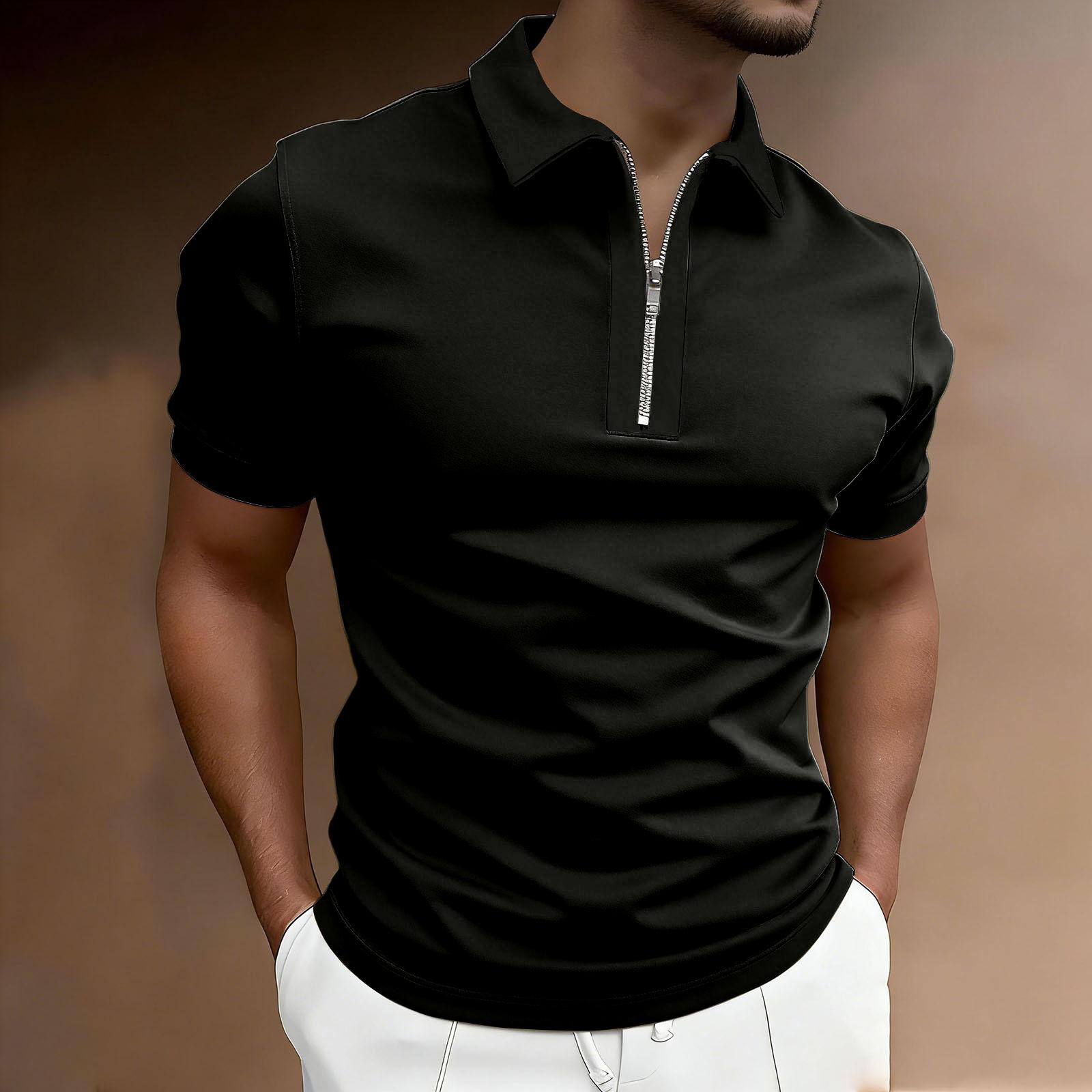 Men s Short-sleeved Button-down T-shirt L