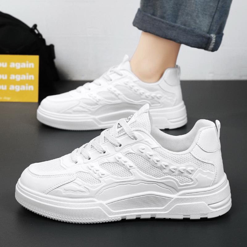 

Men s shoes summer new low-top breathable board shoes casual fashion little white tide shoes youth running sports shoes 44 белый