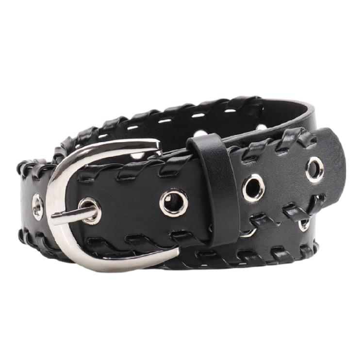 

Modern Cutout Detailing Belt Adjustable Metal Closure Soft PU Strap For Men And Women чёрный