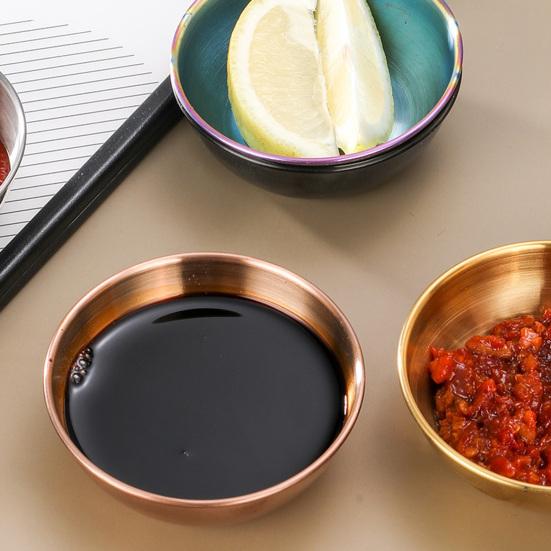 Gewürzschüssel, einfarbig, robust, Edelstahl, rund, Dip-Schüssel, Mini-Vorspeisenteller für Restaurant