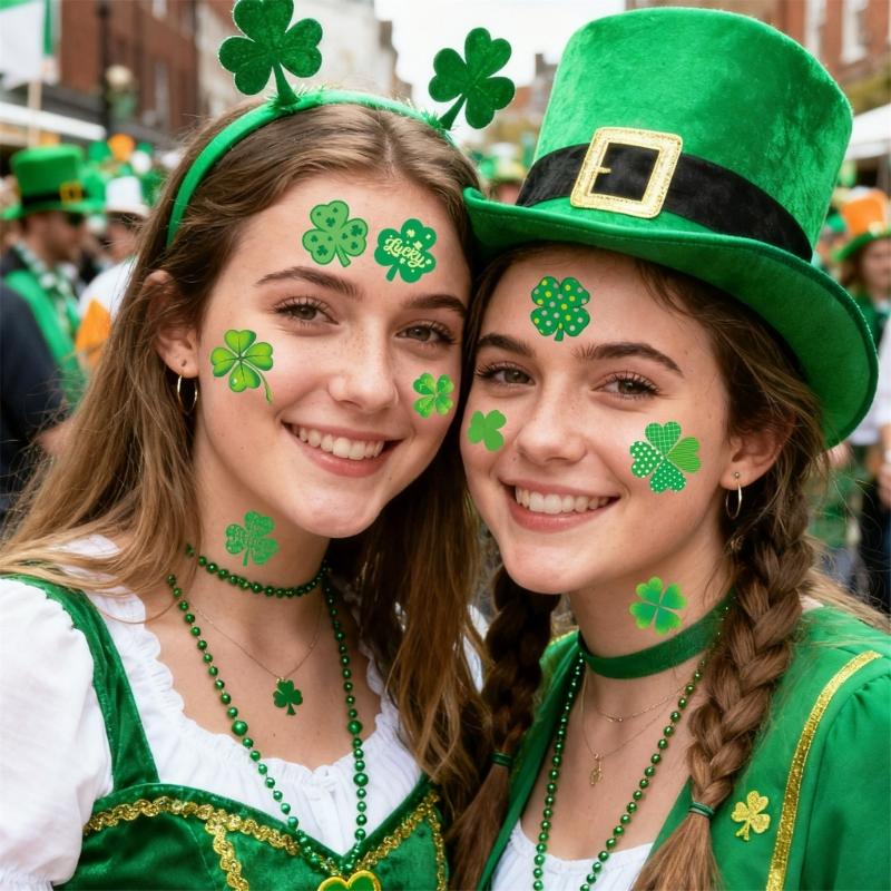 Pack of 10 Patrick' s Day Shamrock Tattooed Perfect for Sensitive Skin Easy Apply Waterproof Sticker for Celebration