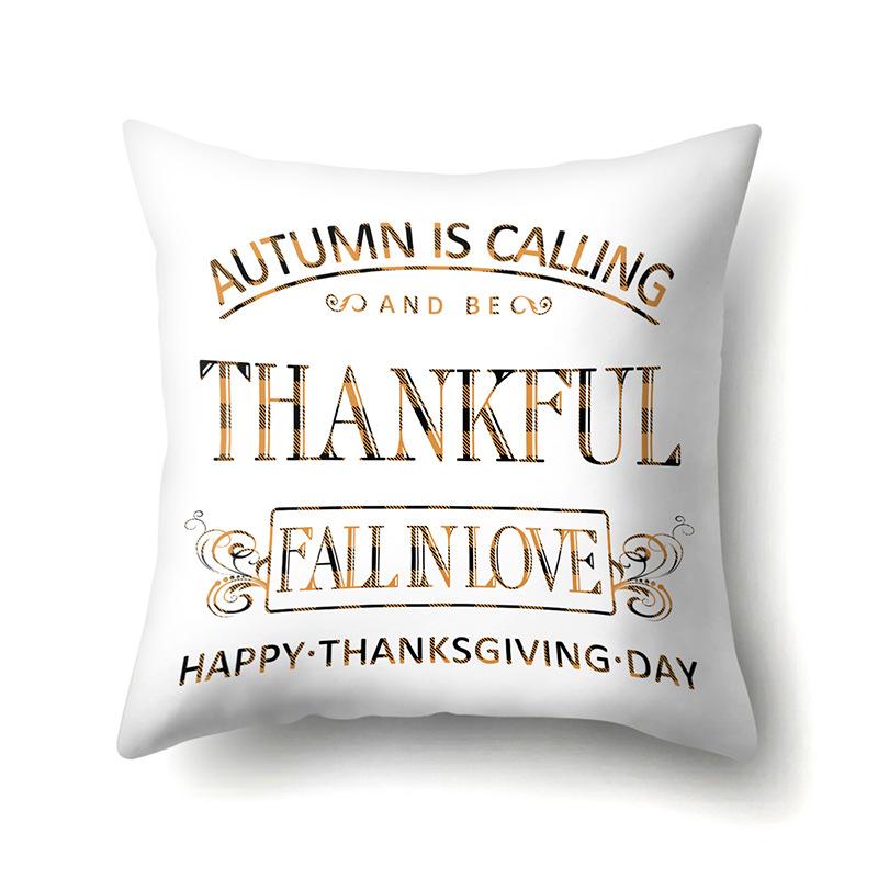 Thanksgiving Pillowcase Blessing Maple Leaf Pumpkin Sofa Cushion Cover Office Home Living Room Pillowcase