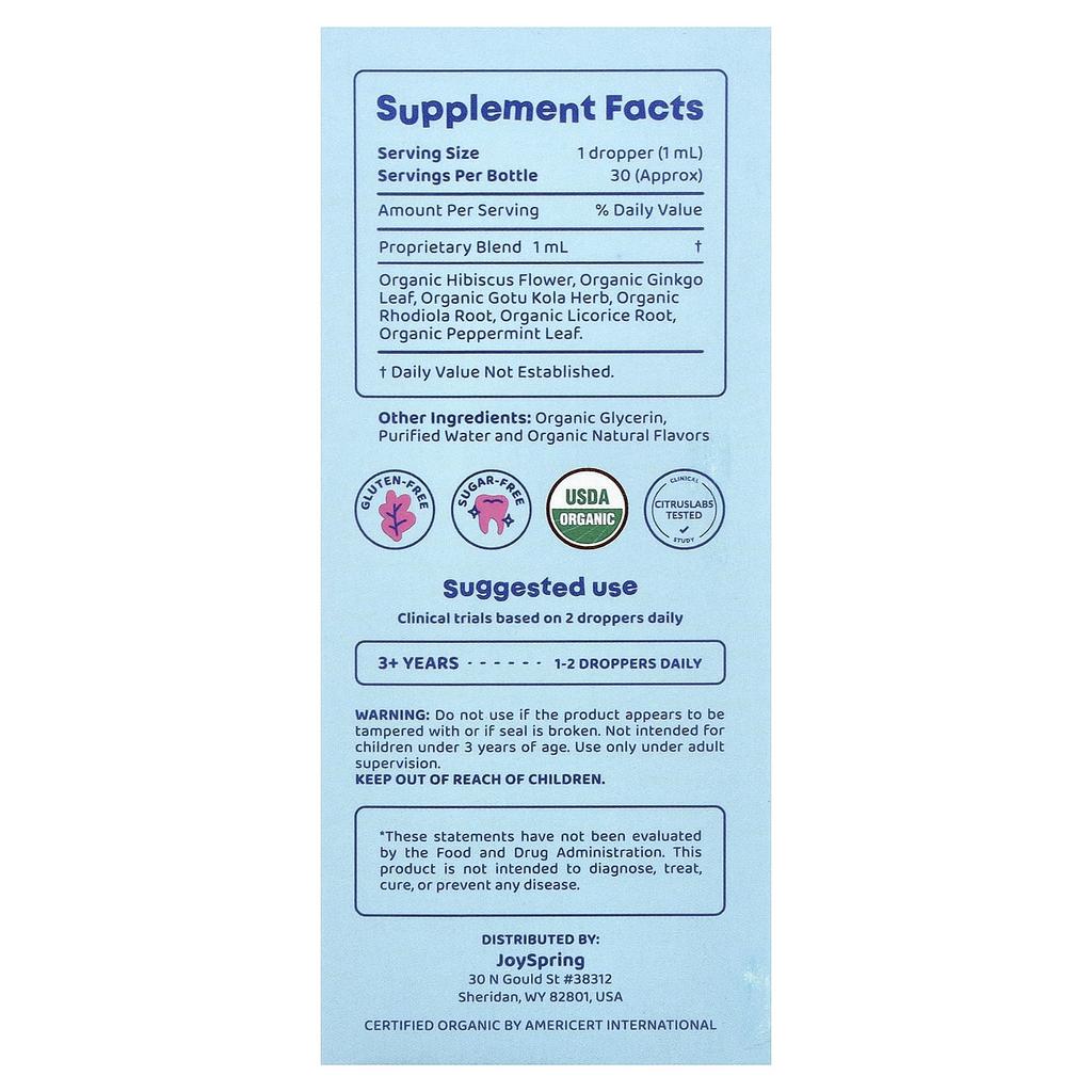 JoySpring, Genius Drops, Herbal Formula, Smartberry Vanilla, 30ml (1 fl oz)