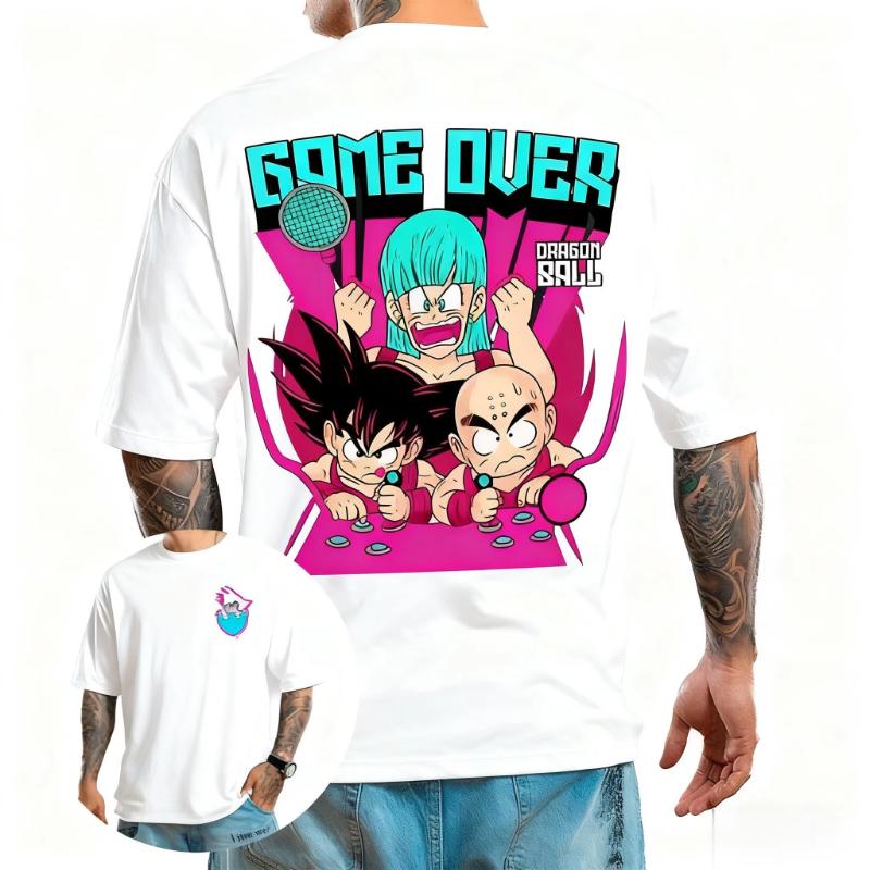 

Dragon Ball Tshirt Men Anime Graphic Tee Goku Bulma Streetwear Trendy Summer Casual Loose Short Sleeve Vintage Japanese Cartoon S