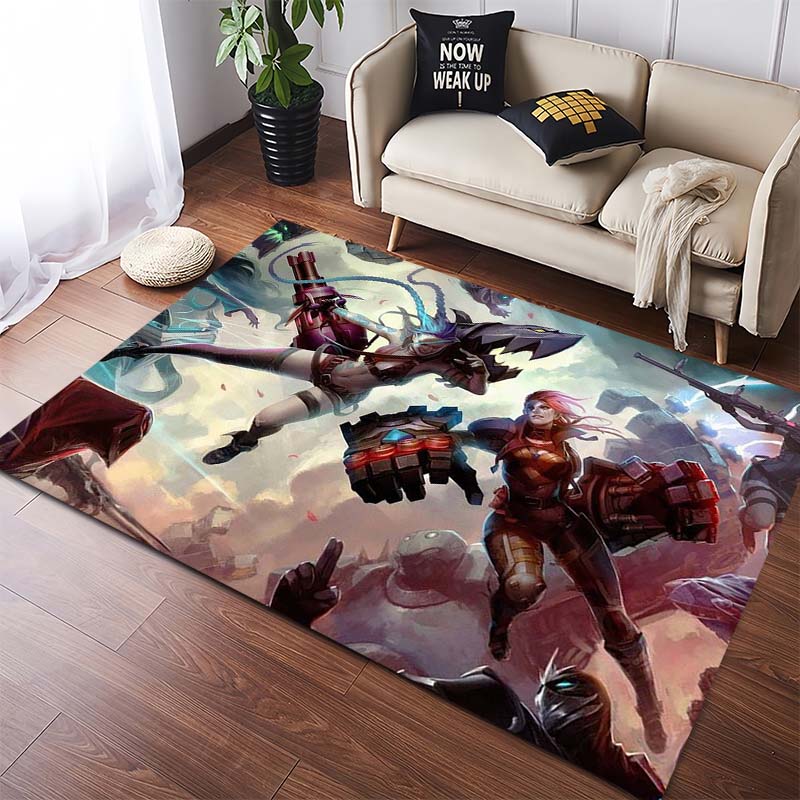 Anime Alchemist Character Print Area Rug, Electric Blue Lightning & Red Cloak Non-Slip Floor Mat 40x60cm( 15x23in )