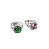 Hand Jewelry Flip Double Ring Double Diamond Ruby Emerald Ring Rectangle Gemstone Lord of the Rings Ring