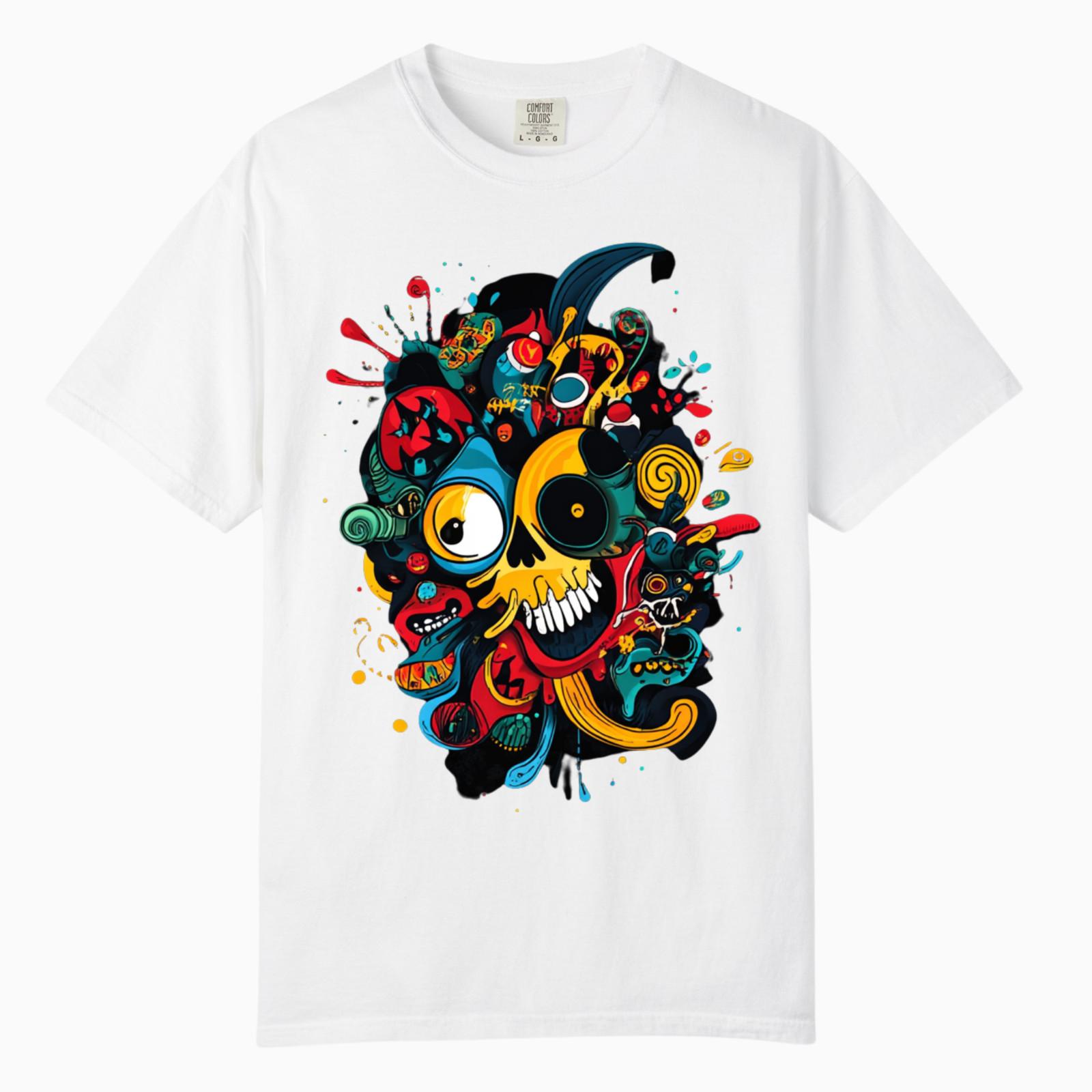 

Brainrot Neon Monster Skull Art TShirts, Comfort Colors, Unisex Streetwear Tee 5XL різнокольоровий