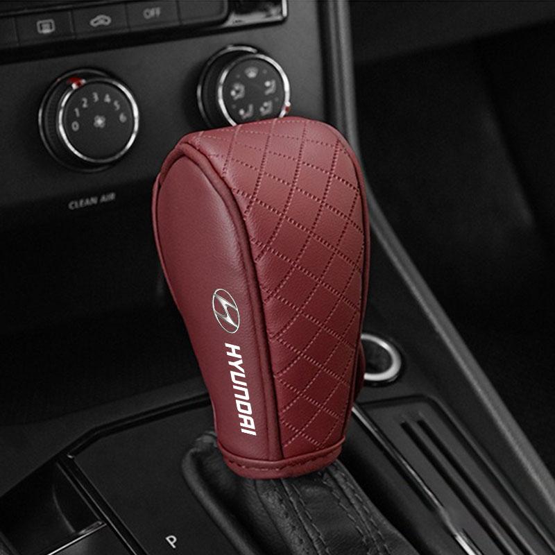 Car Gear Shift Cover Leather Shift Lever Cover Gearbox Shifter Knob Protective For Hyundai Fe Sonata Solaris Azera Creta I30 IX25 IX35