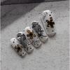 Flower Bow 5D Embossed Nail Stickers Leopard Print Y2K DIY Nail Art  Gothic Manicure