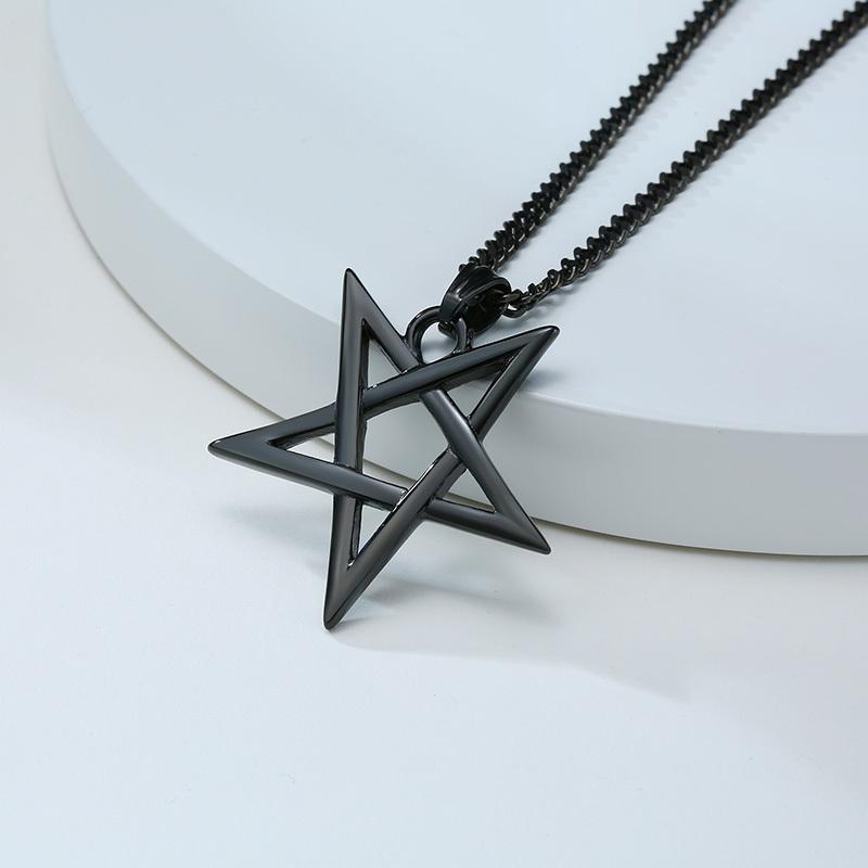 Collane Stella di David per Uomini Ragazzi, Collana con Ciondolo Stella a Cinque Punte in Acciaio Inossidabile Impermeabile, Gioielli Amuleto Retro Regali