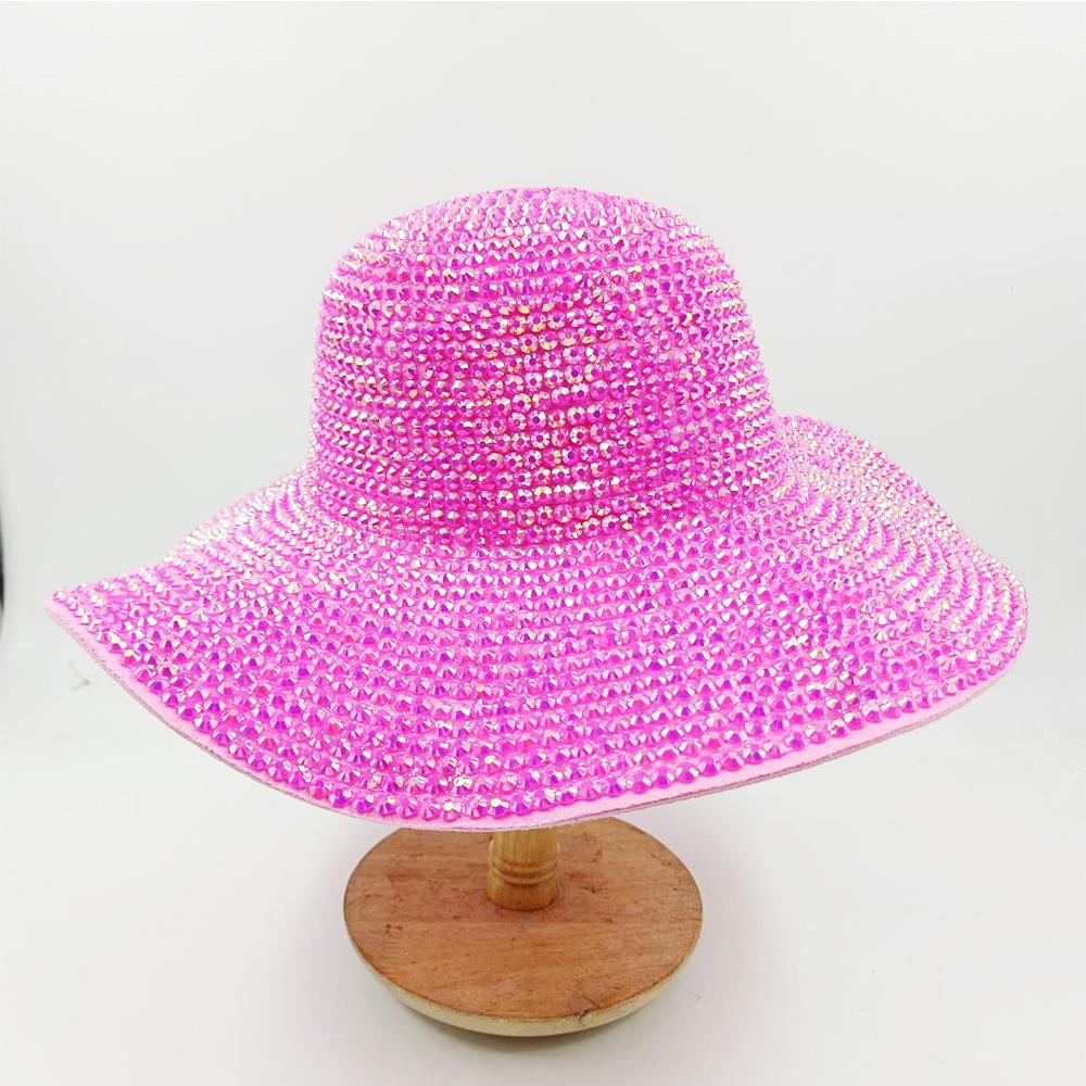 Chapeau Fedora Femme Accessoires Personnalisés Haut de Gamme Rouge Exquis Personnalisé Denim Mode Brillant Perle Strass Chapeaux de Cow-boy sombrero