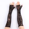 Women Summer Sunscreen Fashion Print Thin Lace Transparent Long Fingerless Gloves Sleeves Elasticity Mesh Lolita Punk Cosplay