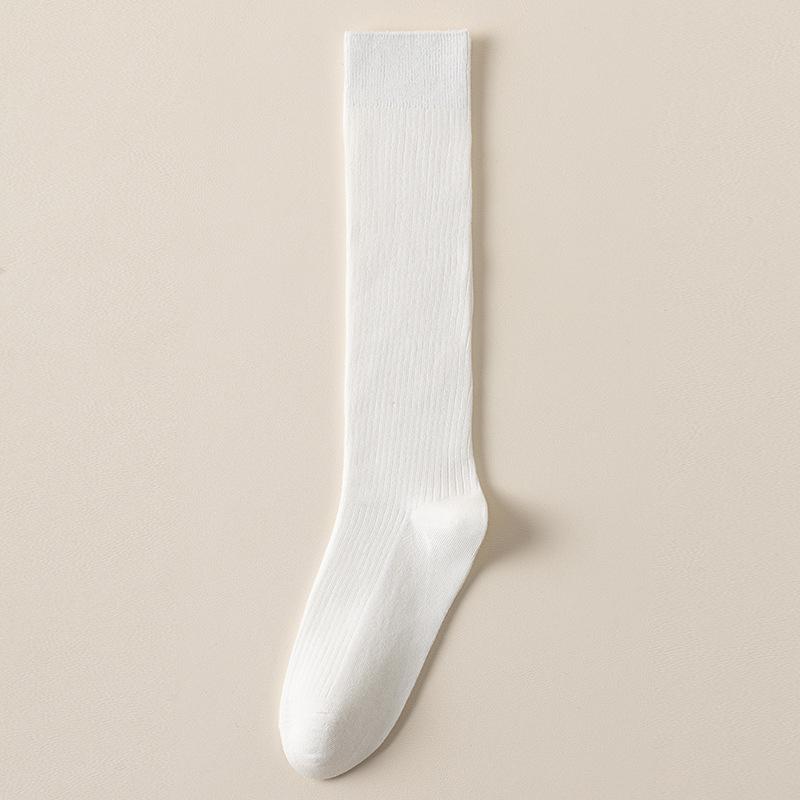 Lange Strümpfe, Damen-Wadenstrümpfe, Damen-Baumwollstrümpfe mit Anti-Pilling-Effekt in Uni-Farbe, Hohe Strümpfe für Herbst und Winter, Frottee-Strümpfe