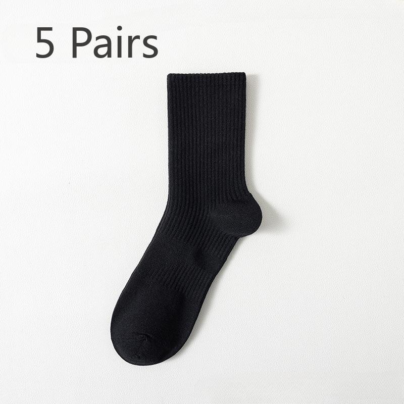 5 Pairs of Men's Spring and Autumn Pure Cotton Sports Deodorizing Running Socks