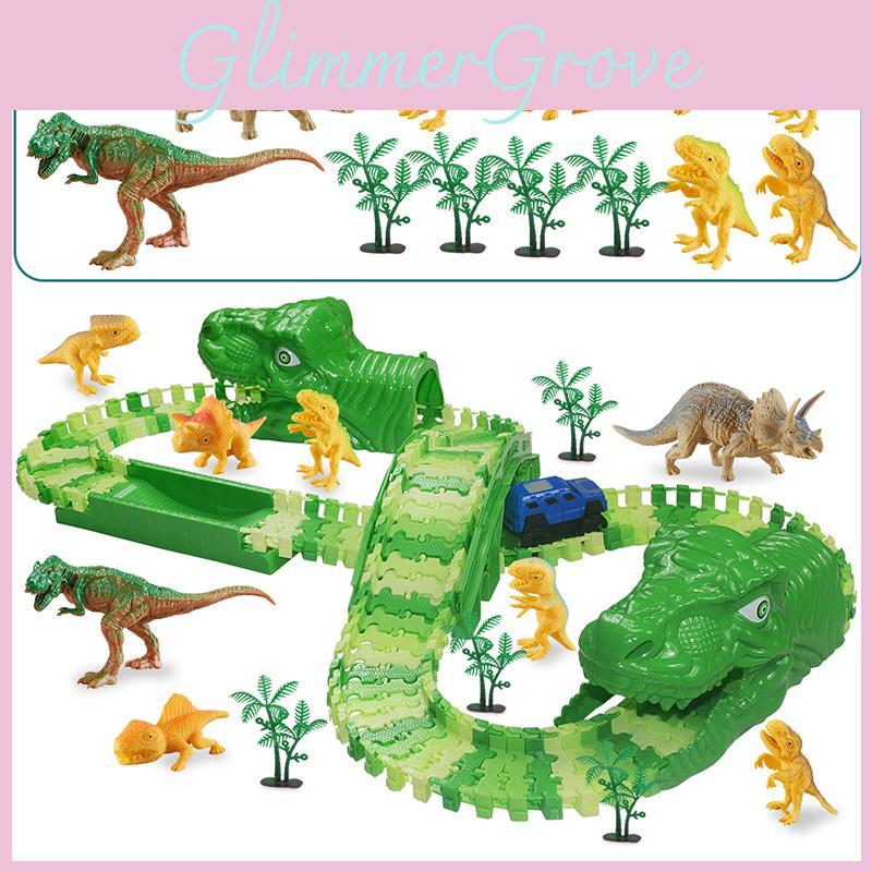 Exciting 165pcs Dinosaur Electric Rail Car Track Racing Toy Set For Endless Fun