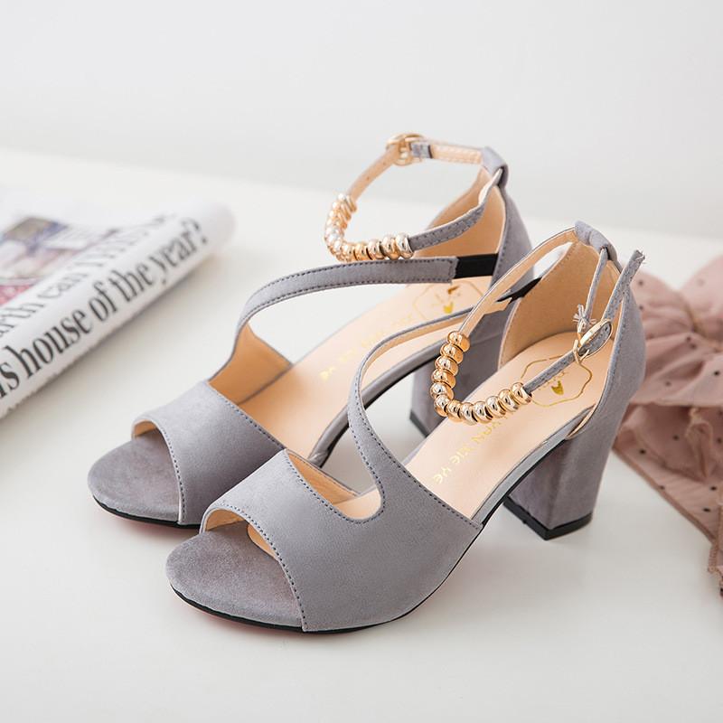 Summer Women Sandals With Velvet Material And Block Heel For Casual Wear