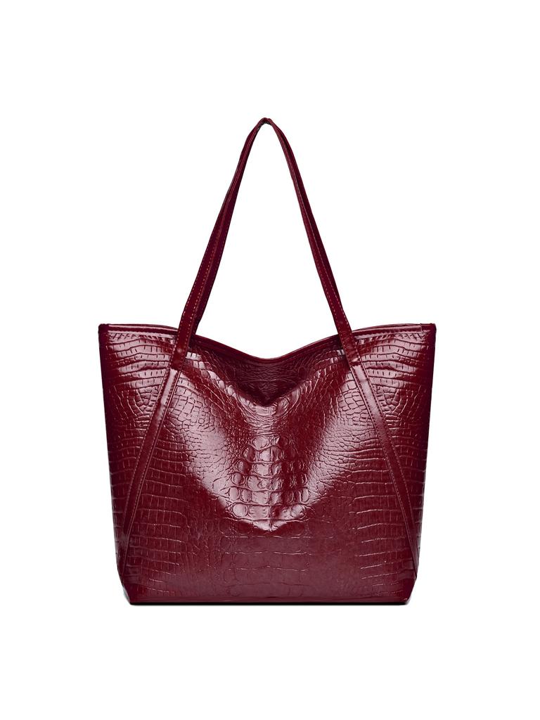 European and American retro bags women's new large-capacity crocodile pattern tote bag texture casual versatile commuter shoulder bag