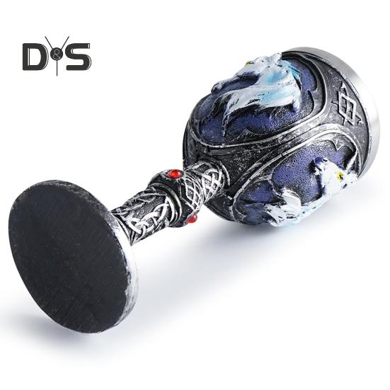 Horrible Resin Skull Head Stainless Steel Wine Cup Goblet Skull Wine Chalice Cup Gothic Halloween Decorative Whiskey Cocktail Beverage Drinking Glass