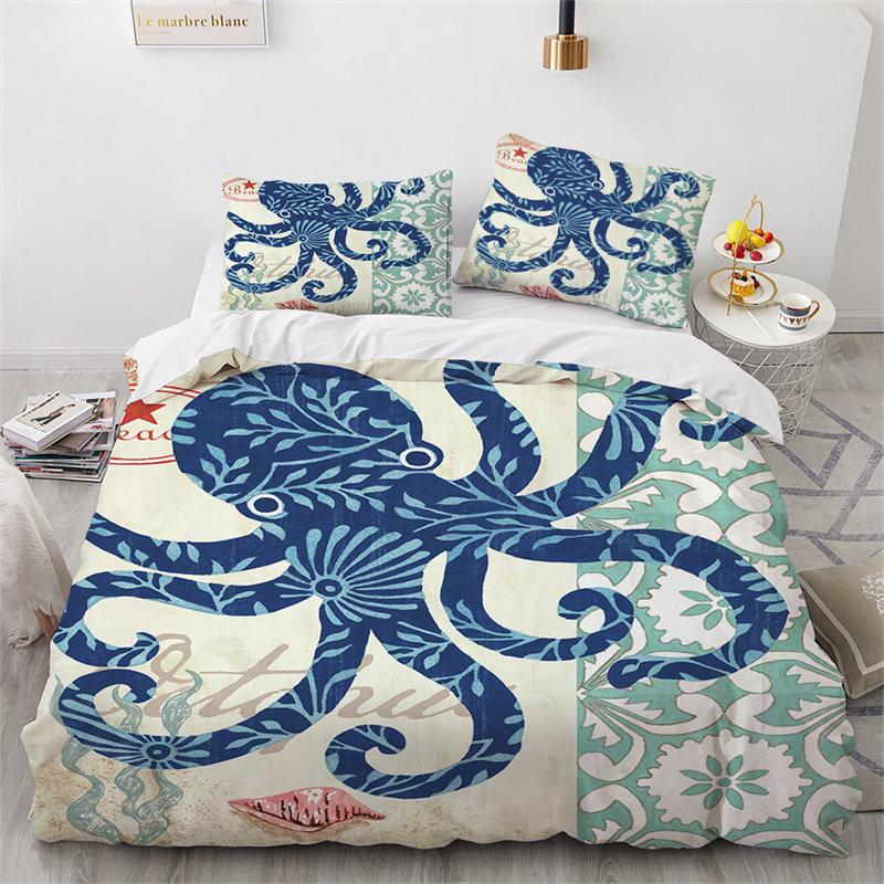 Comforter Sea Turtle Marine Life Theme Bedding Set Cute Sea Animals Ocean Octopus Comforter S For Kids Decor