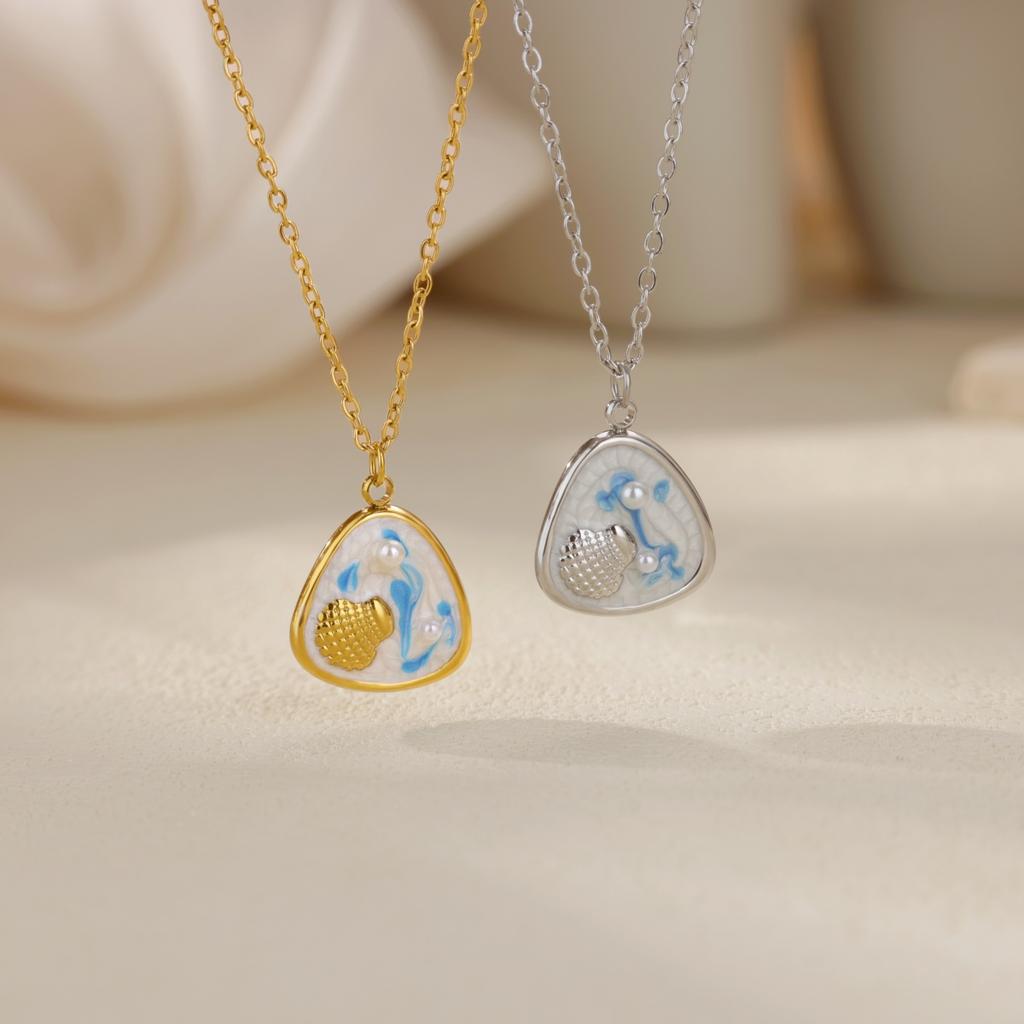 Stainless Steel Heart Star Necklace for Women Gold Color Anti Fading Choker Marine Life Zircon Summer Vacation Accessories Gift