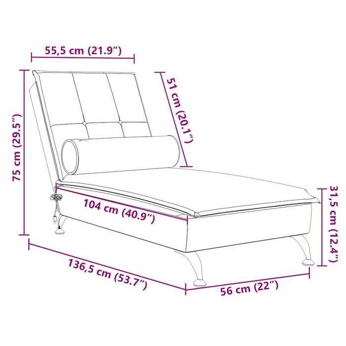 VidaXL Massage Chaise Longue with Bolster Black Velvet, Long Sofa Chair, Bedroom Chaise Lounge, Chair of 379455