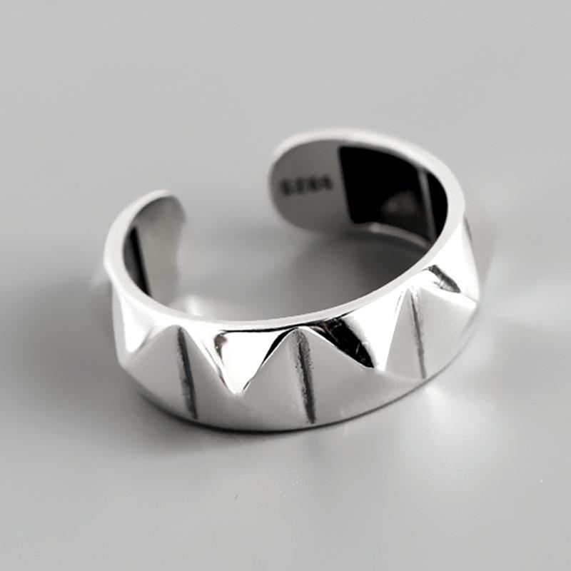 Temperament Glossy rhombus Ring Opening Ring Silver Color Ring Jewelry For Women Gifts Party