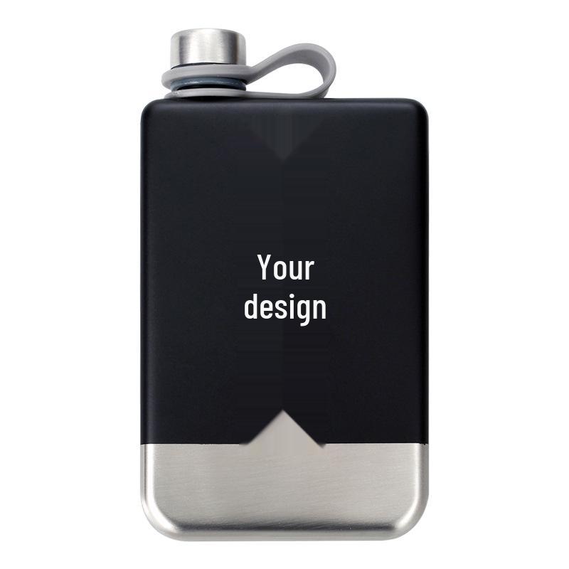 Silver Green Black White Whiskey Flask - Portable, Food Grade 304 Stainless Steel