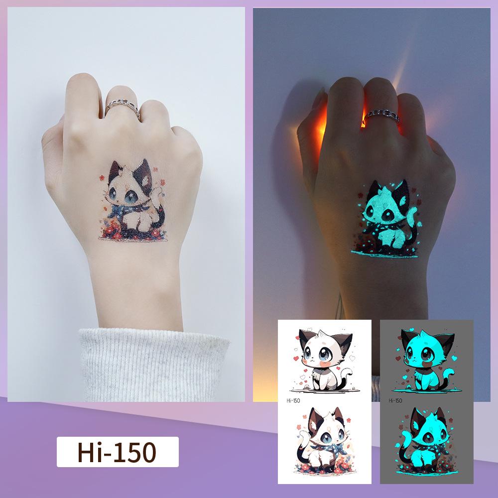 Rikalong Blaue Leuchtende Tattoo-Aufkleber: Niedliche Tierdesigns für Haustiere & Festivals