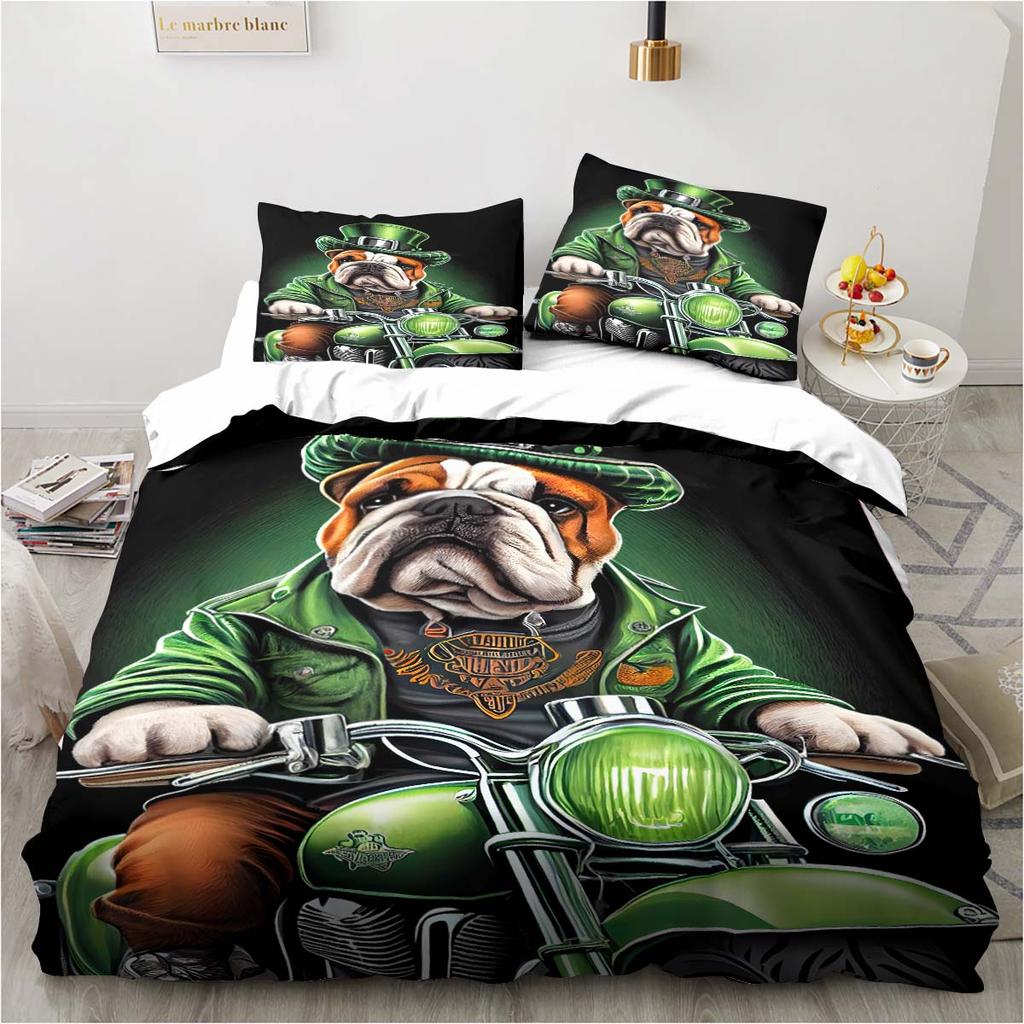 3D Bettwäscheset mit Hundemuster; Bulldog Schlafzimmer Zuhause Kissenbezug und Bettbezug King-Size Bettwäsche-Set für Kinderzimmer; Luxus
