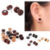 1Pair Double Sided Natural Wooden Earings Barbell Ear Stud Anti-Allergic Body Jewelry for Men Women