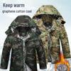 Men's Waterproof Winter Camo Jacket - Long-Sleeve, Thick Cotton, Cold-Resistant, Durable for Outdoor Labor.