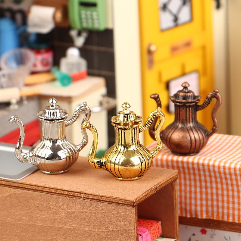 1Set 1:12 Puppenhaus Miniatur Weinset Weinkrug Teekanne Mini Flakon mit Tasse Geschirr Modell Dekor Spielzeug Puppenhaus Zubehör