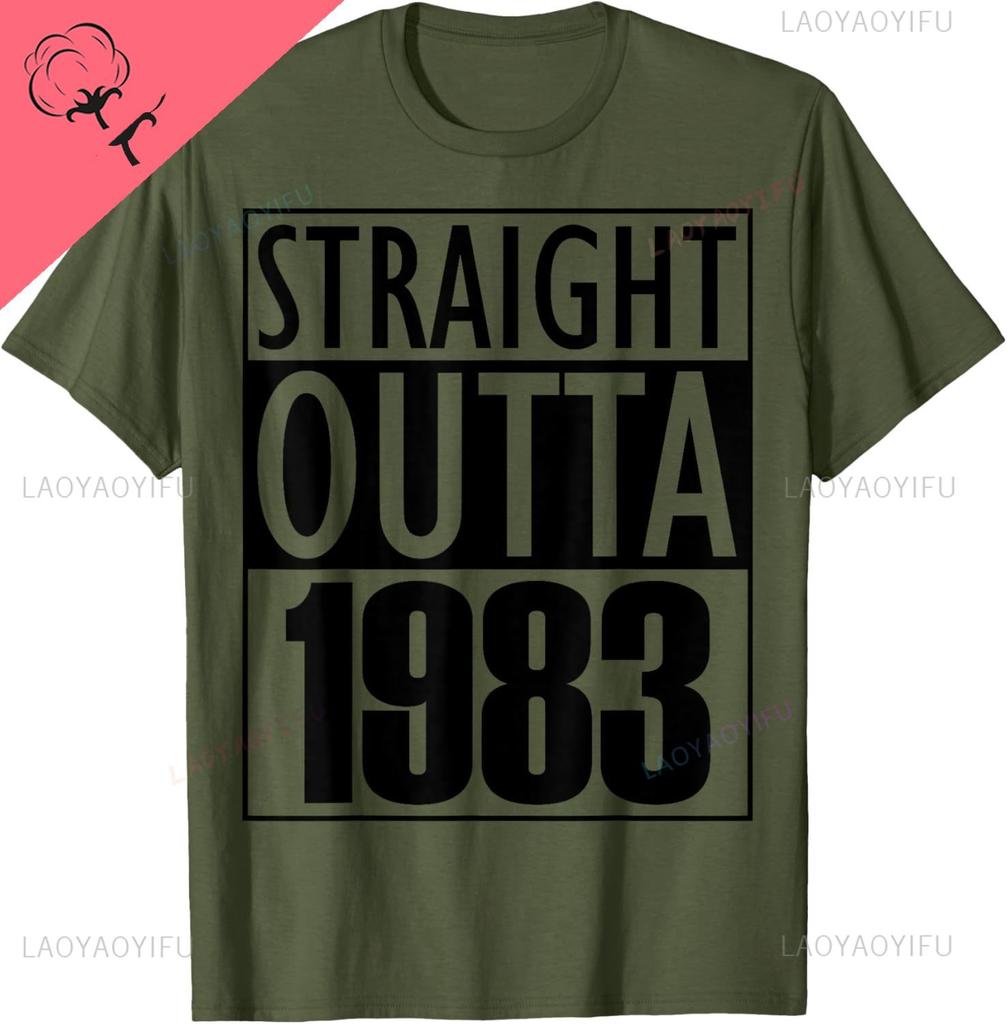Straight Outta 1983 Birthday Tshirt Unisex And Unisex Short Sleeves Cotton Printed Tshirt Casual Streetwear Ropa Hombre