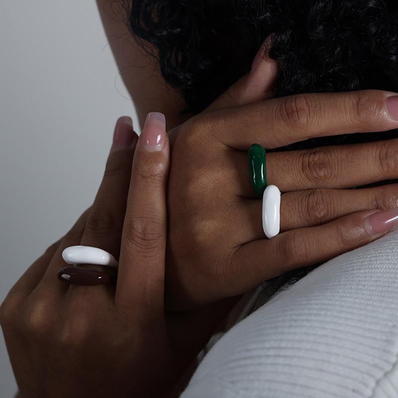 Multi Color Enamel Stainless Steel Rings For Women Gold Plated Waterproof Women's Aesthetic Ring Girls Rings Woman Jewelry Gifts