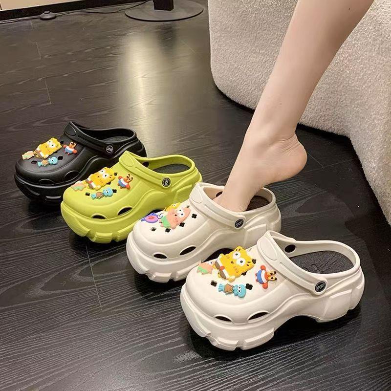 Sabotți cu talpă groasă pentru femei, care adaugă înălțime: Elegant, Antiderapant, Respirabil, Cu vârf închis pentru Exterior, Birou, Sală de operații sau pentru Purtare de vară.