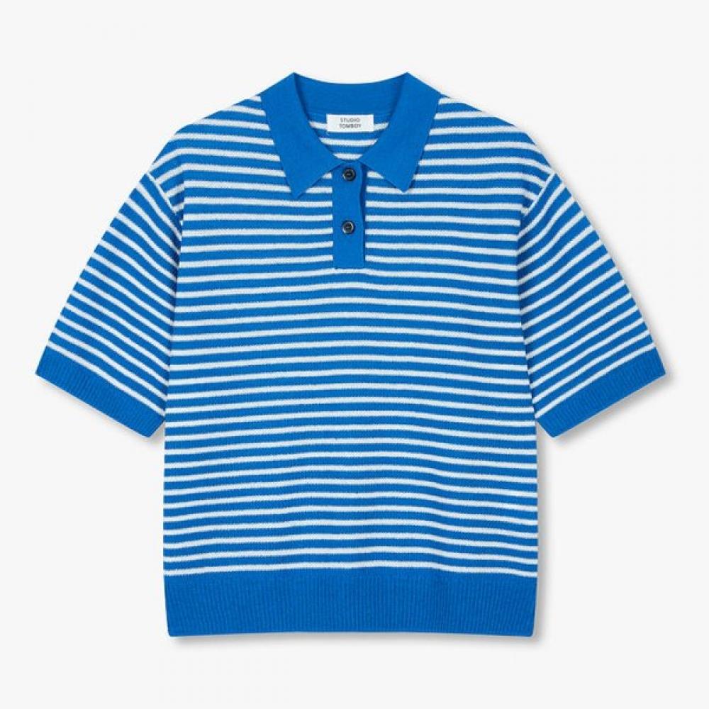 Studio Tomboy Stripe Collar Pullover 9176352971 Blue/OS