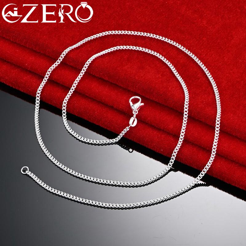 

ALIZERO 40-70cm 925 Silver 2mm Side Chain Necklace For Women Men Wedding Party Fashion Charm Jewelry Gift 40cm 16inches
