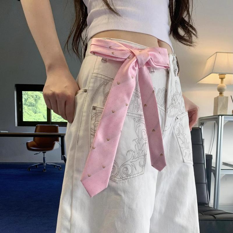Long Waistband Korean Style Striped Waist Belts Waistband for Women Cute Dog Fashion Jeans Belt Uniform Shirt Suit Neck Ties