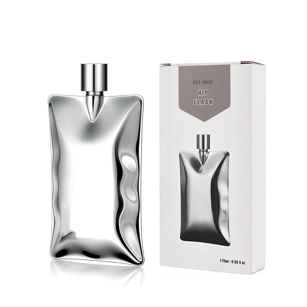 304 Special-shaped Creative Stainless Steel Wine Jug 6 Ounces Wave Wine Jug Outdoor Portable Simple Creative Wine Jug