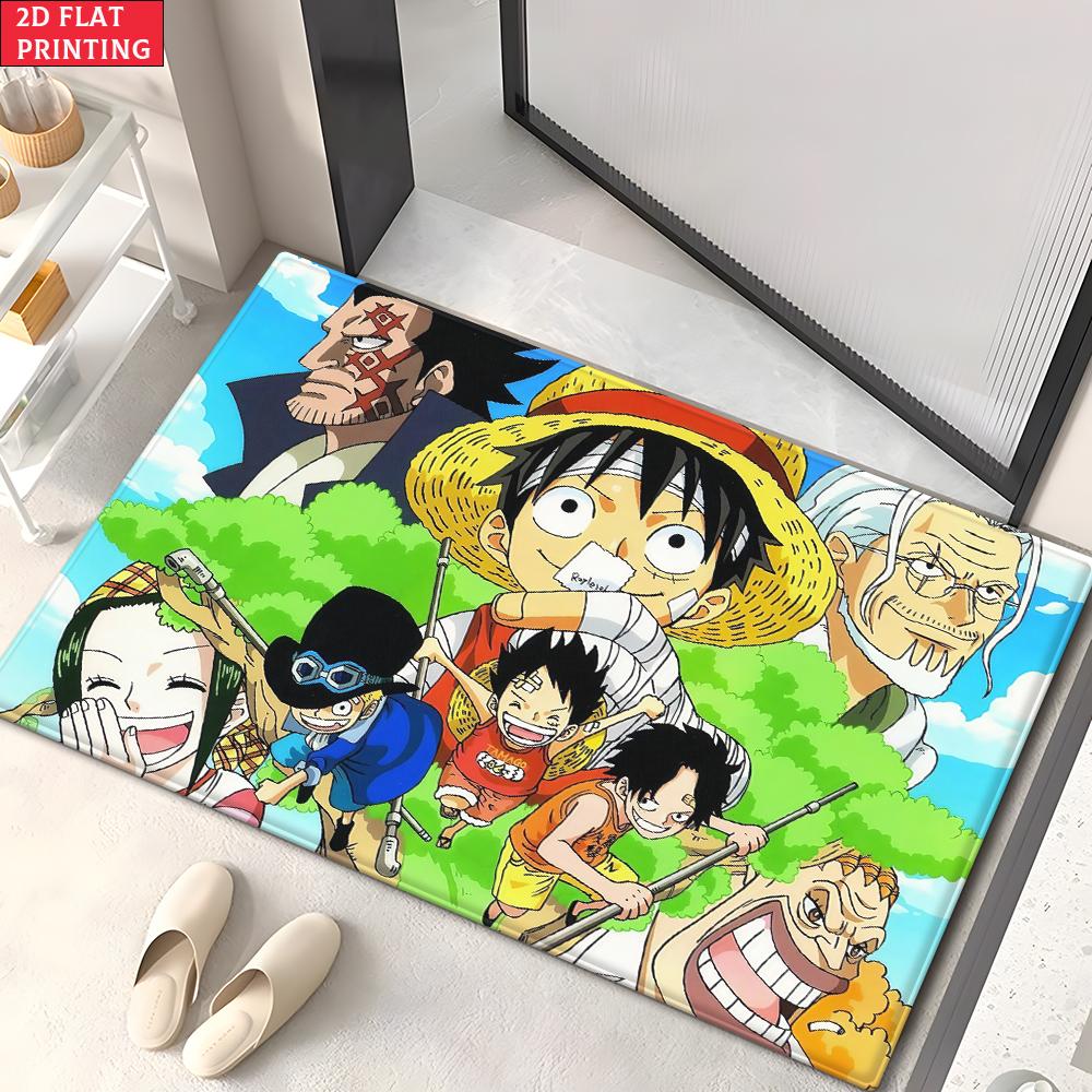 Anime Straw Hat Crew Doormat, Cartoon Pirate Non-slip Floor Mat, Decorative Entrance Rug for Home Living Room Bedroom Game Room