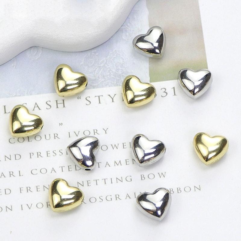 Metal Beads Big Heart Pendant 3D Heart Charm for Jewelry Making Charm DIY Gifts Bracelets Necklace Heart Bead with Hole
