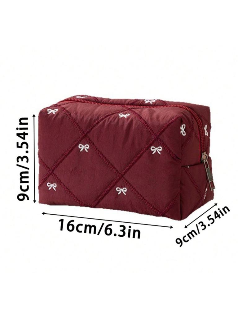 Customized Embroidered Bow Makeup Bag