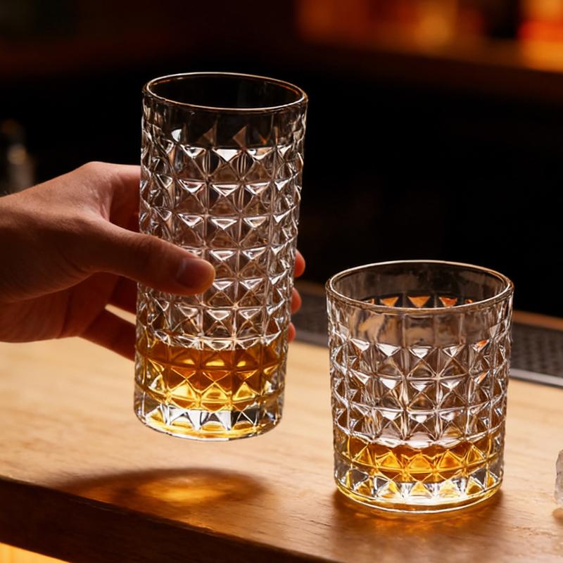 300ml/330ml Modern Diamond Relief Wine Glass Diamond Relief Glass Cup Exquisite Whiskey Glass Personalized Whisky Glasses Glass