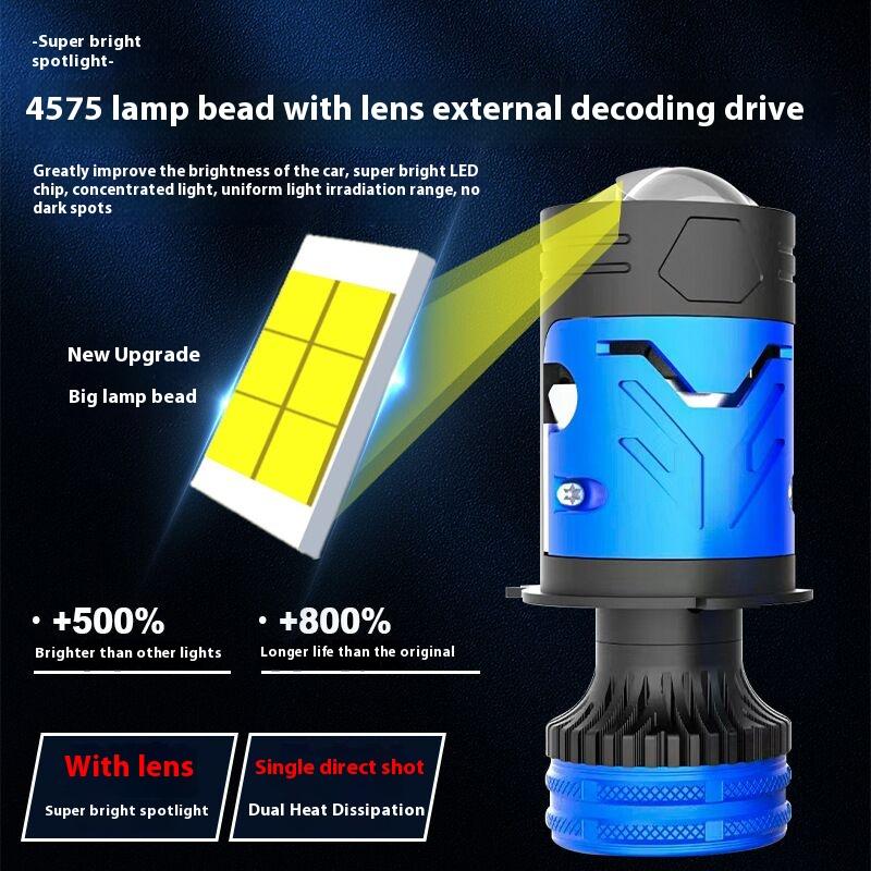 H4 Lens LED Bulbs Headlight 4575 LED Beads for Cars High Beam Low Beam Projector Turbo Fan 6000K 130W White Color Lighting 12V