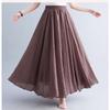 Long A-line Skirt In Cotton and Linen with Elastic Waist In Pure Color for Summer and Autumn