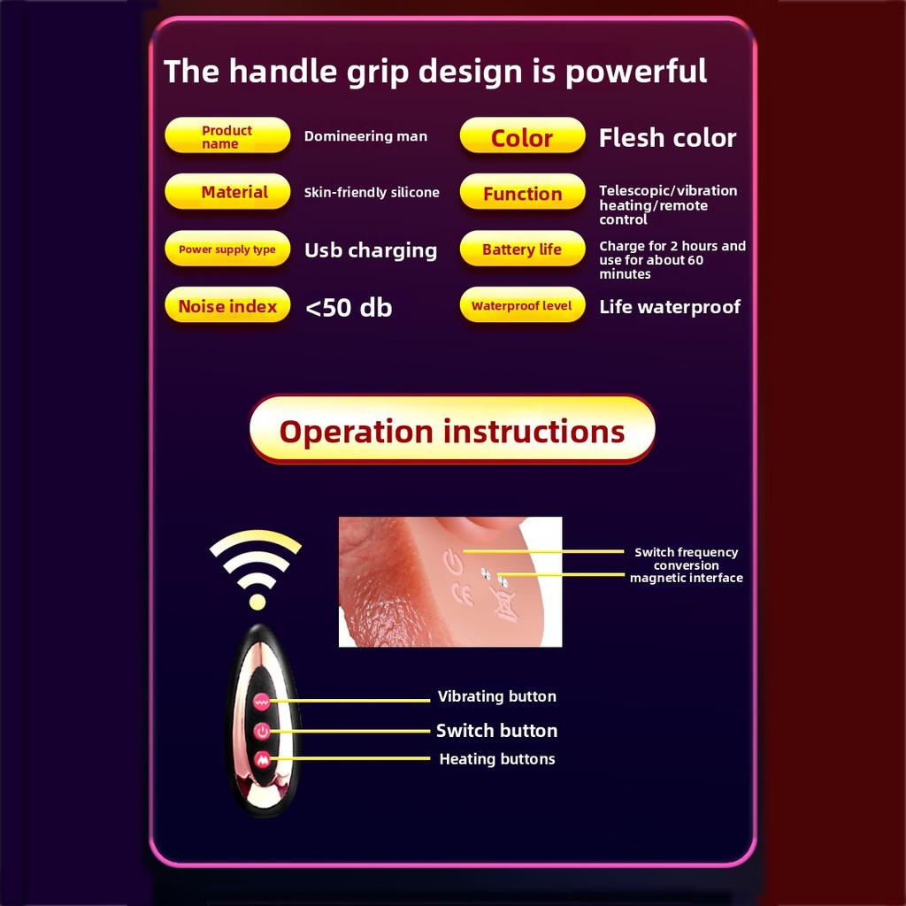 Silikon Handheld Elektrischer Dildo Wasserdicht Teleskopisch Schwingmodi Fernbedienung Saugfuß Autoheizung Erwachsenenspielzeug für Frauen