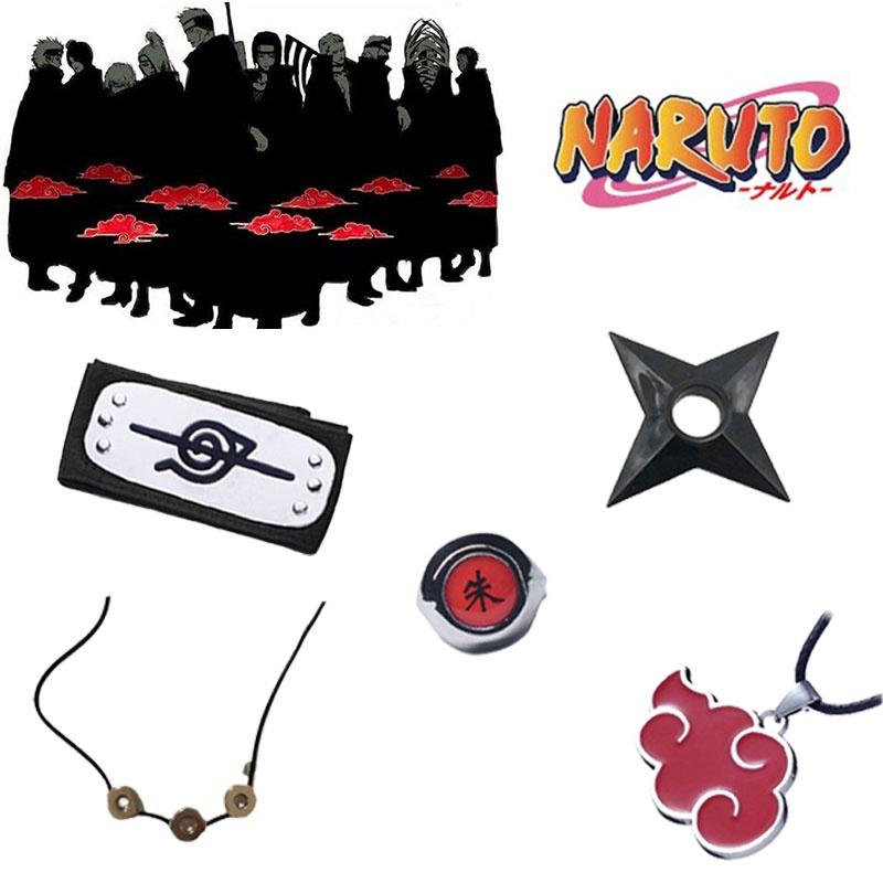 Naruto-inspiriertes Ring- und Halskettenset aus ABS-Kunststoff, Geschenk für Anime-Fans, Charaktere)